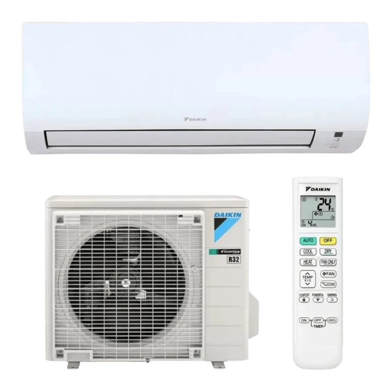 Daikin airco Comfora wandmodel met buitenunit en afstandsbediening