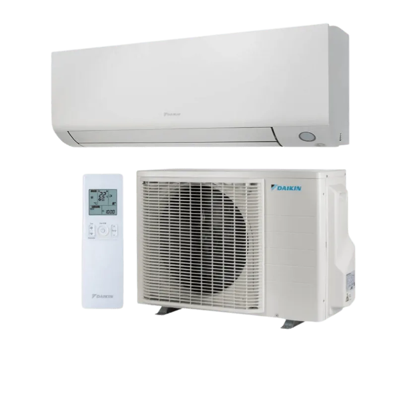 Daikin airco Perfera wandmodel met buitenunit en afstandsbediening
