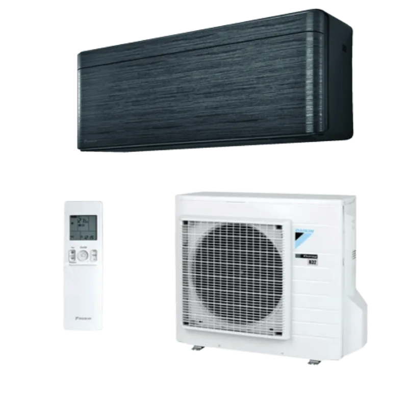 Daikin airco Stylish wandmodel zwarthout met buitenunit