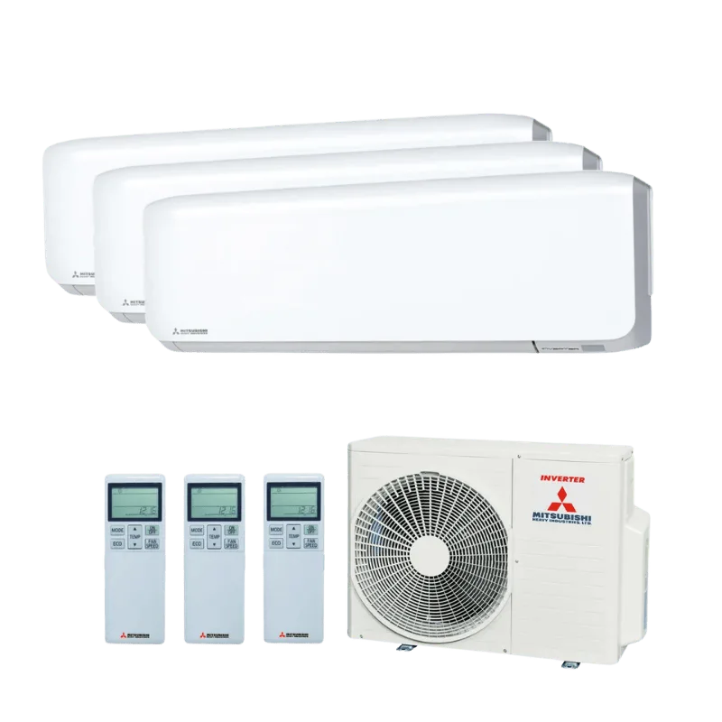 Mitsubishi Heavy Industries airco triple split drie binnenunits wandmodel