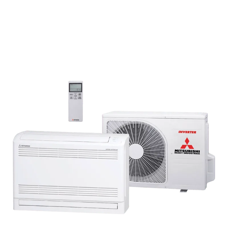 Mitsubishi Heavy Industries airco vloermodel 2.5 en 3.5kW met buitenunit