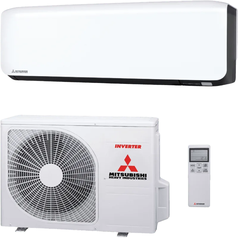 Mitsubishi Heavy Industries airco ZS wandmodel zwart wit met buitenunit