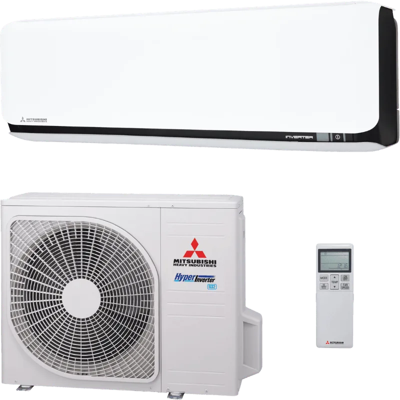 Mitsubishi Heavy Industries ZSX wandmodel airco zwart wit met buitenunit